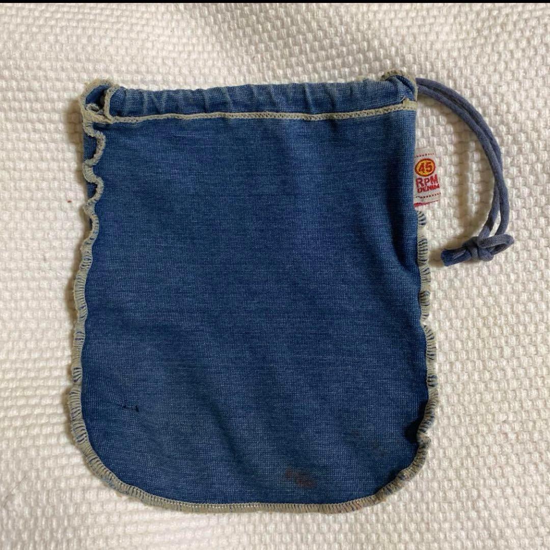 ノベルティヴンティージ希少45RPMstudioデニムLINEデニム巾着袋ポーチ