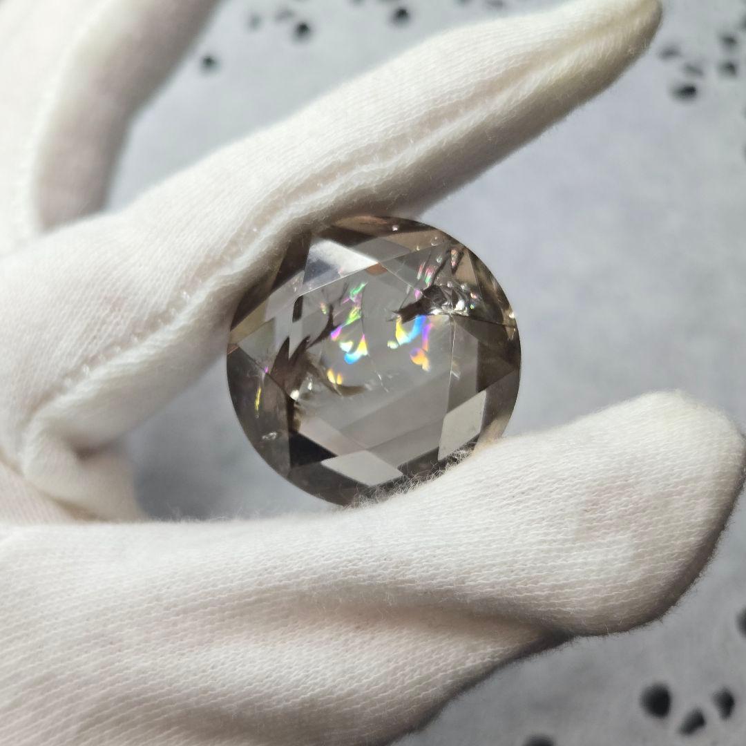 【宝石質/最強品質】虹入スモーキークォーツ＊希少カット＊　天然石 パワーストーン