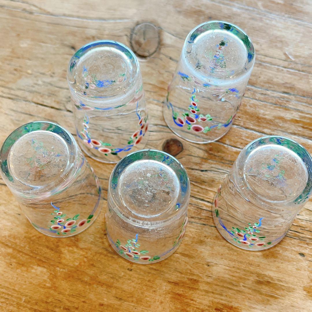 エナメル手描きの花柄が可愛いリキュールグラスSET