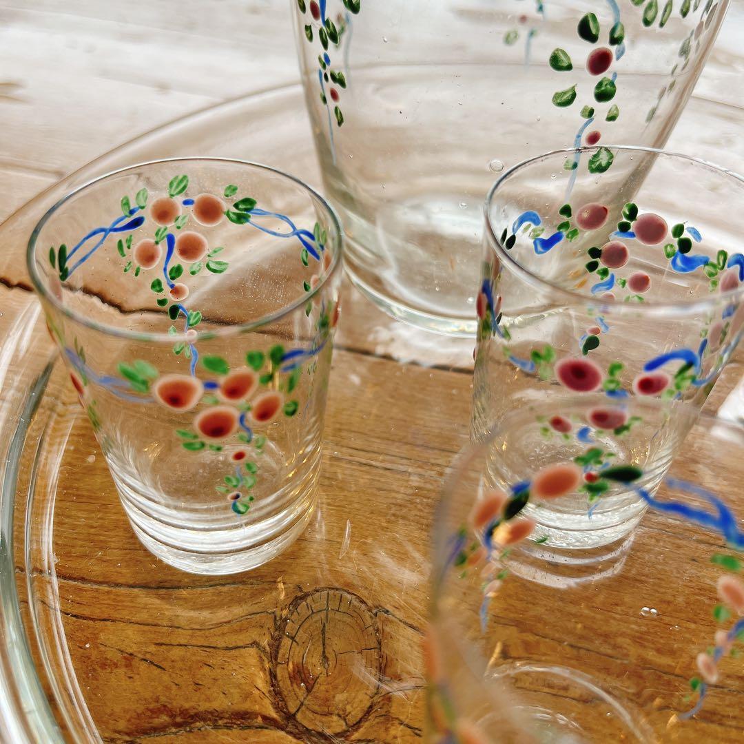 エナメル手描きの花柄が可愛いリキュールグラスSET