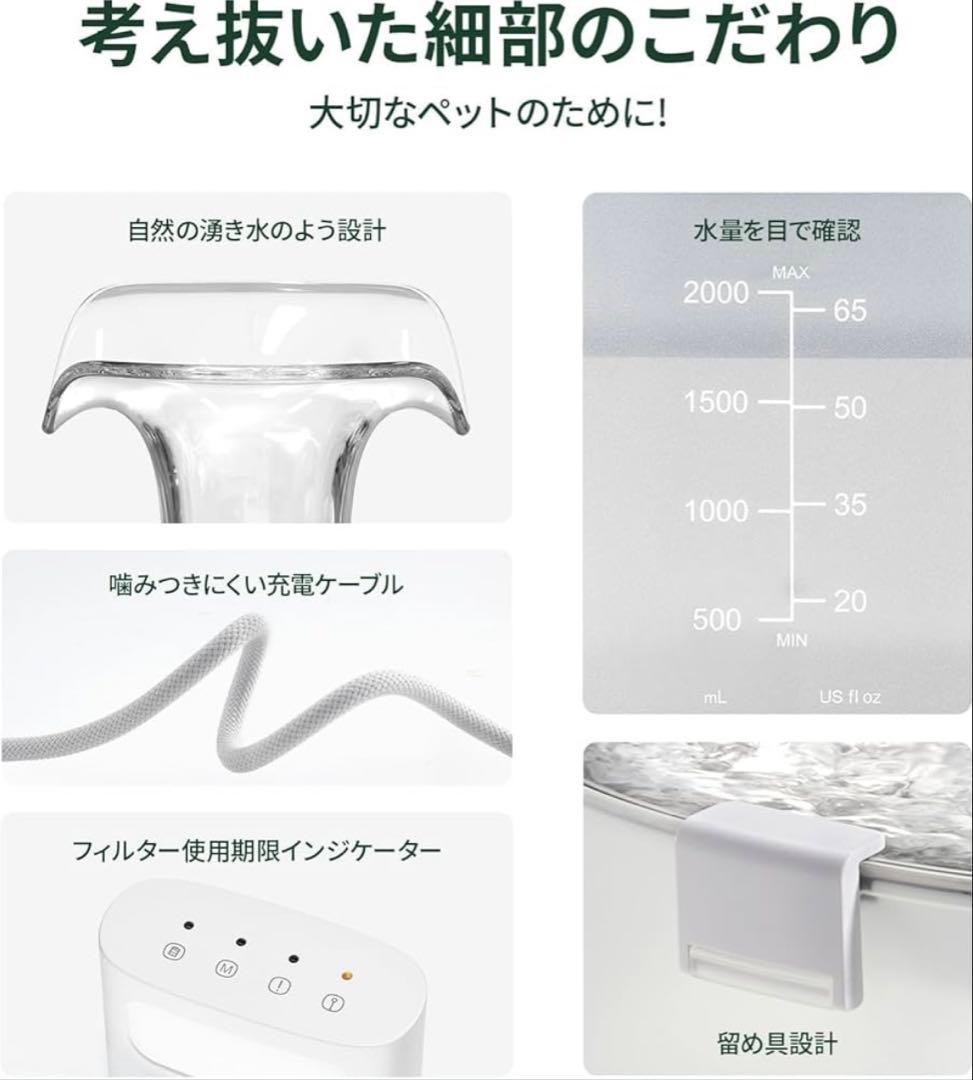 Cheerble 猫自動給水器 ポンプレス コードレス＋正規品フィルター36枚付