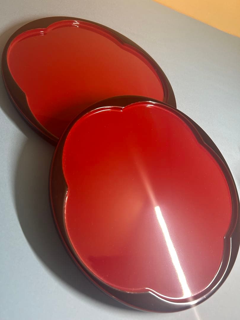 漆器セット 赤 葉の形状 12点