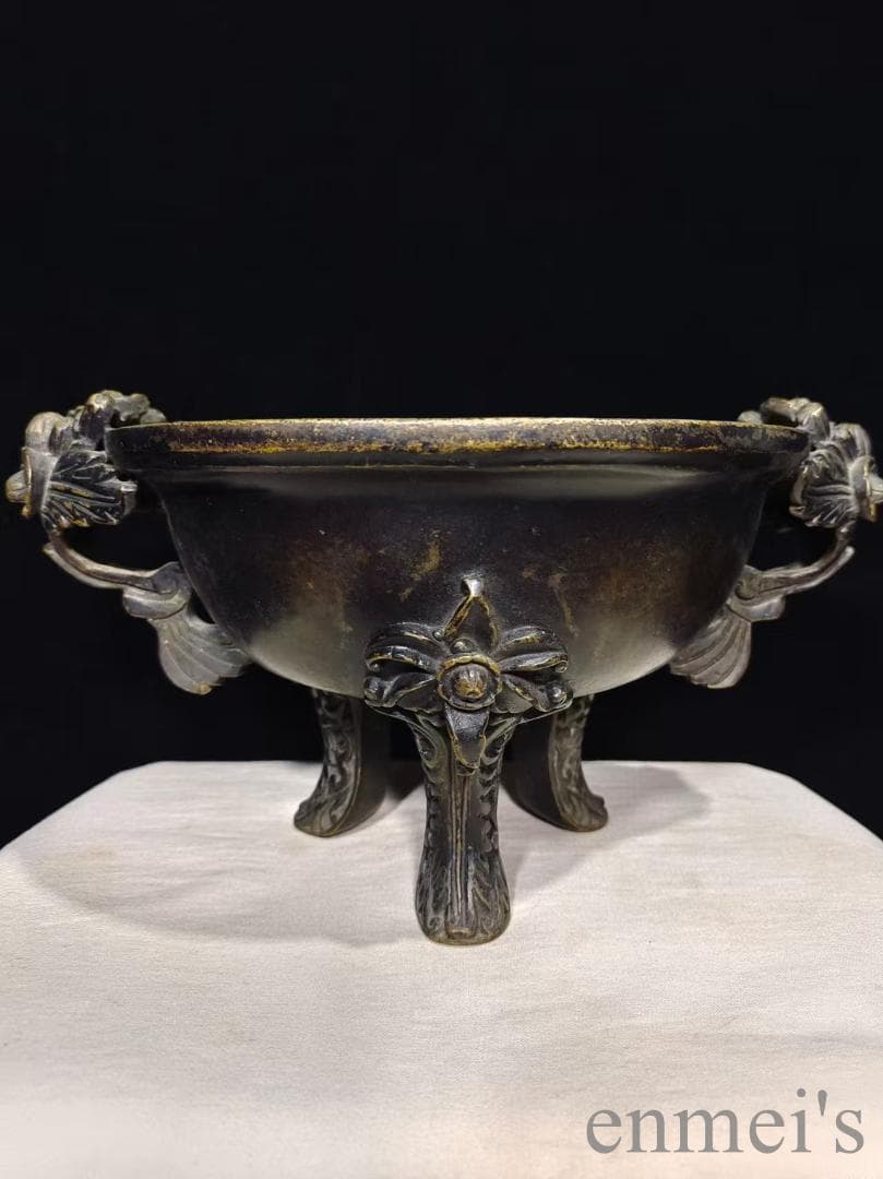 中国古美術 老銅胎 熏香炉《花開富貴》純銅製 高浮彫 手彫 古美味 時代物 置物