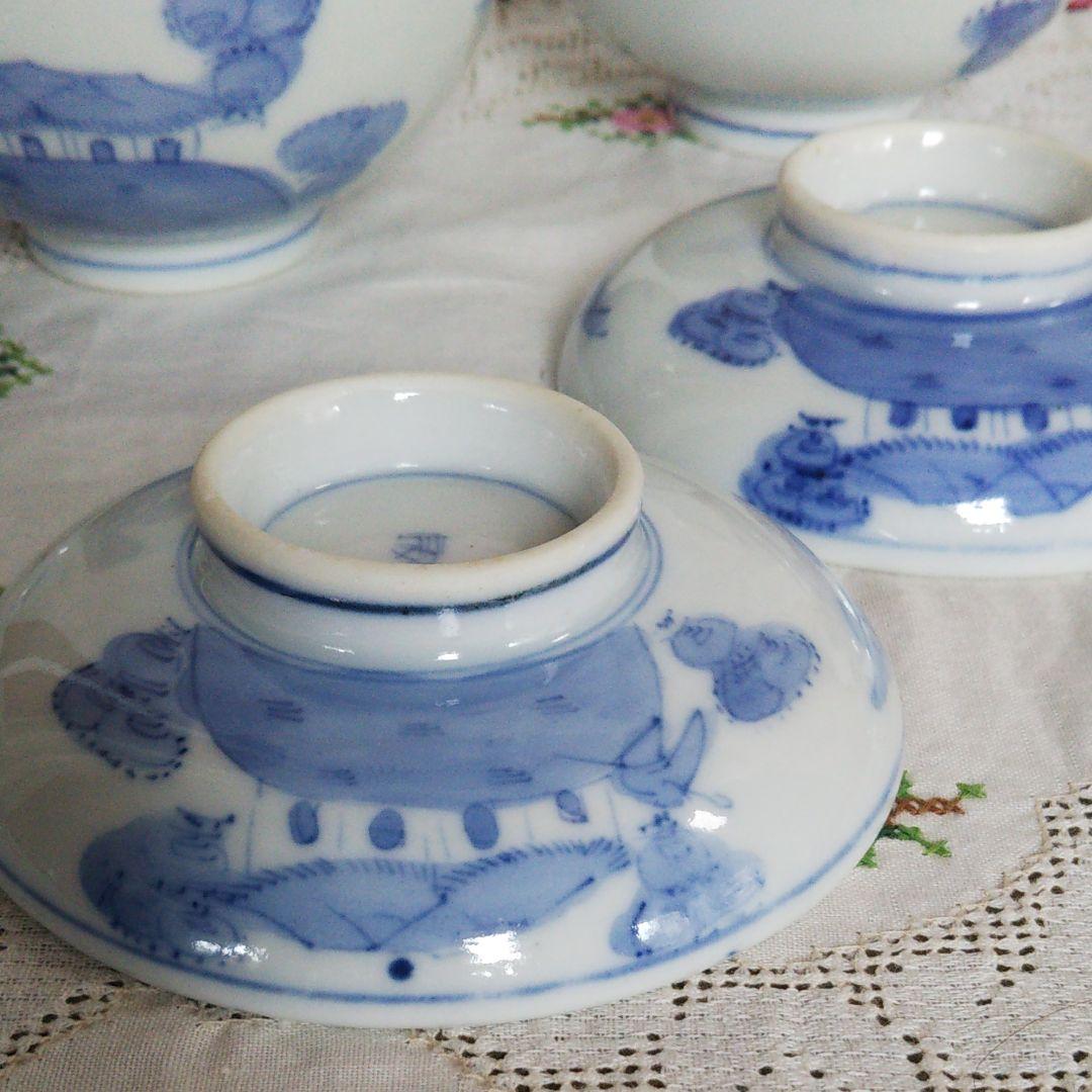 骨董品   蓋つき茶碗４客