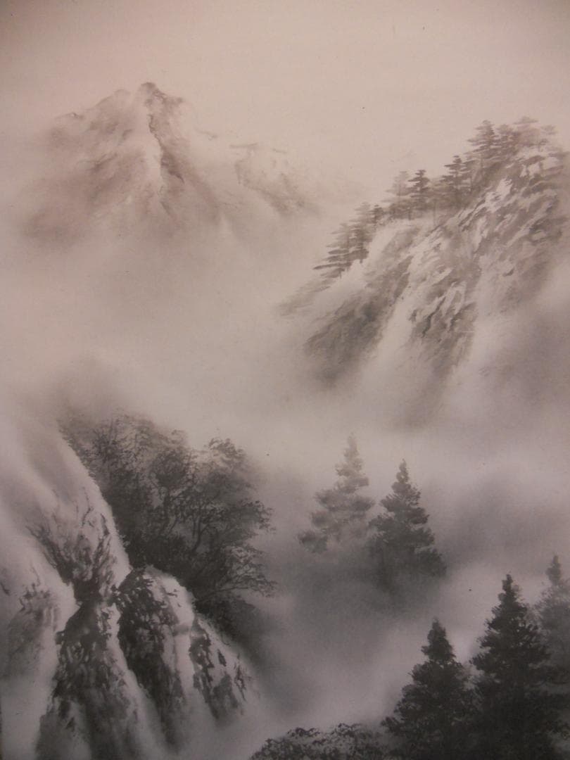 掛け軸 桂堂 水墨山水 絹本 希少 軸装 茶道具 掛軸 美品 です。