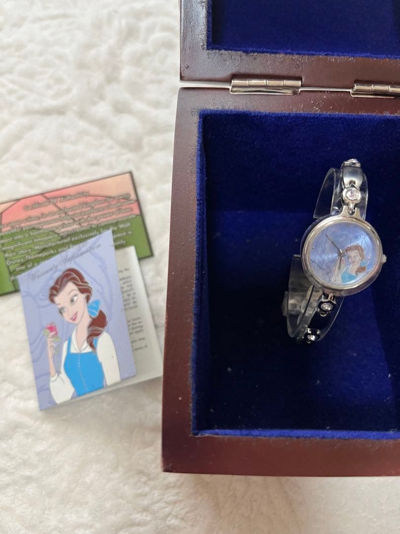 レア！ディズニー美女と野獣ヴィンテージコレクション☆木製ボックス入り腕時計難あり