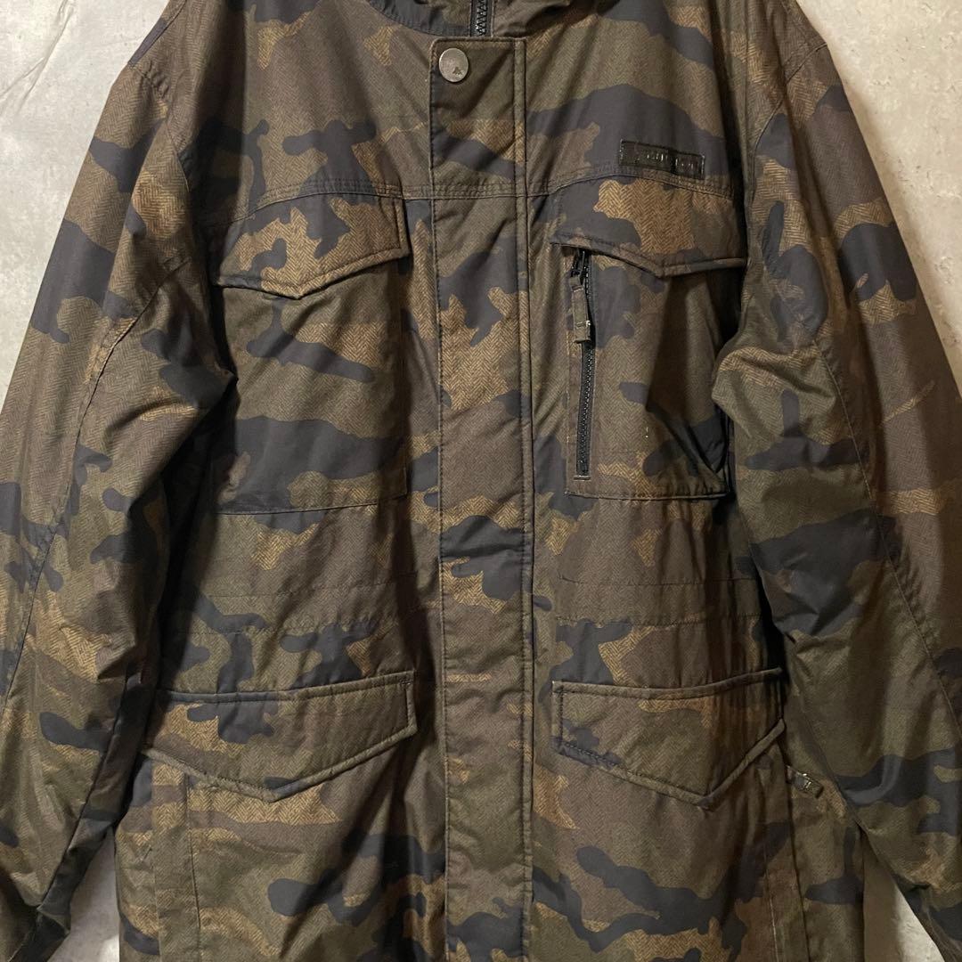 Burtonバートンスキーウェアスノーボードジャケットパーカーフード付き迷彩茶色