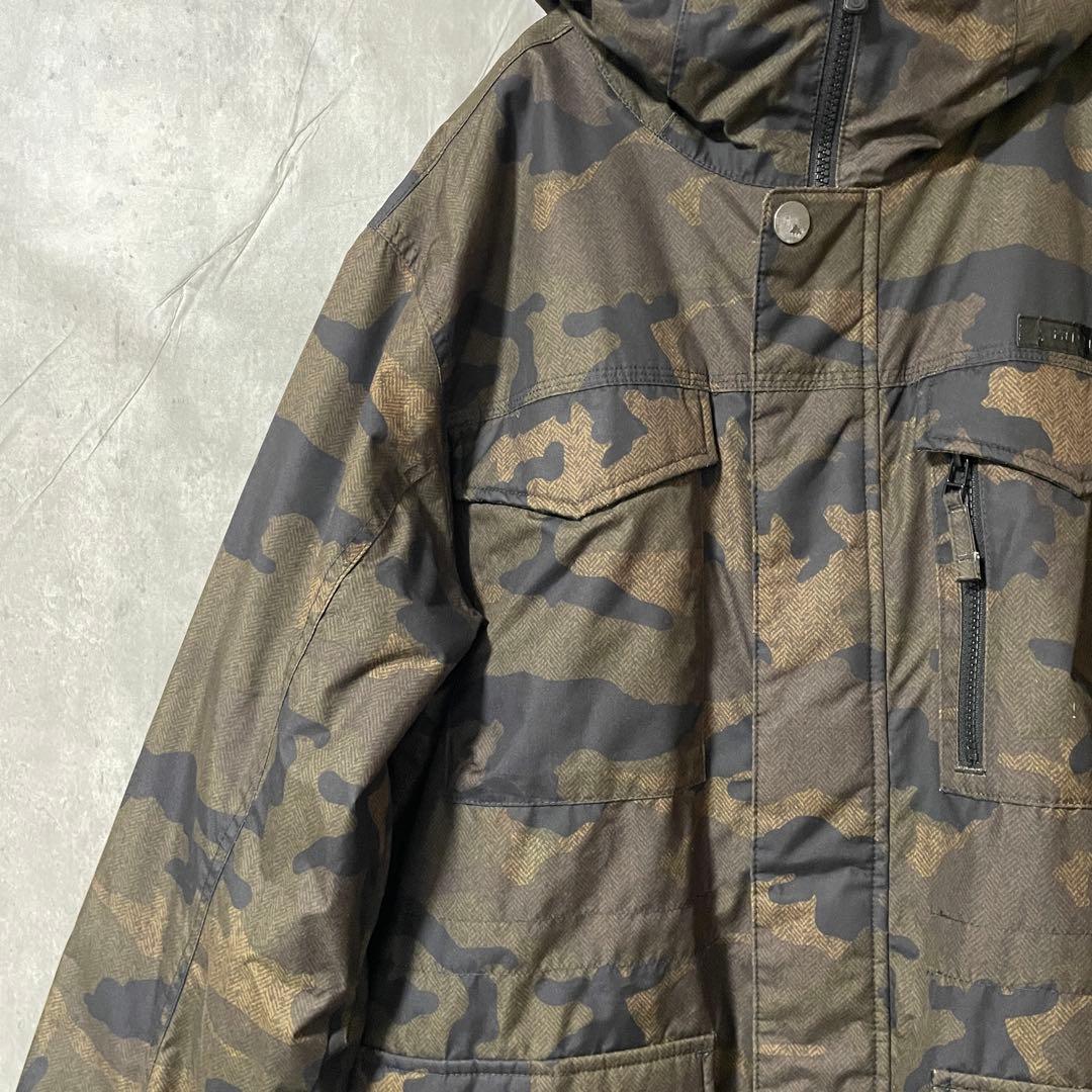 Burtonバートンスキーウェアスノーボードジャケットパーカーフード付き迷彩茶色