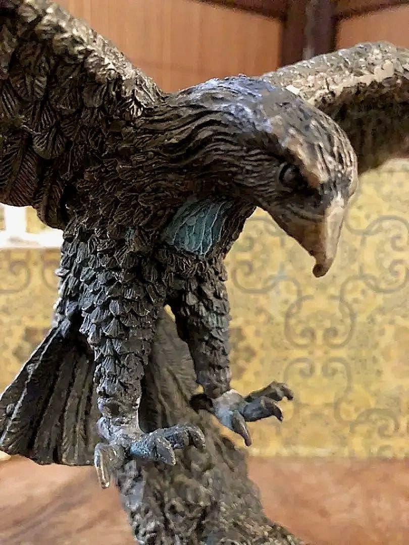 中国美術 小型 時代 鋳型 細密 鷲 箱付き 横幅約 30㎝ 特価