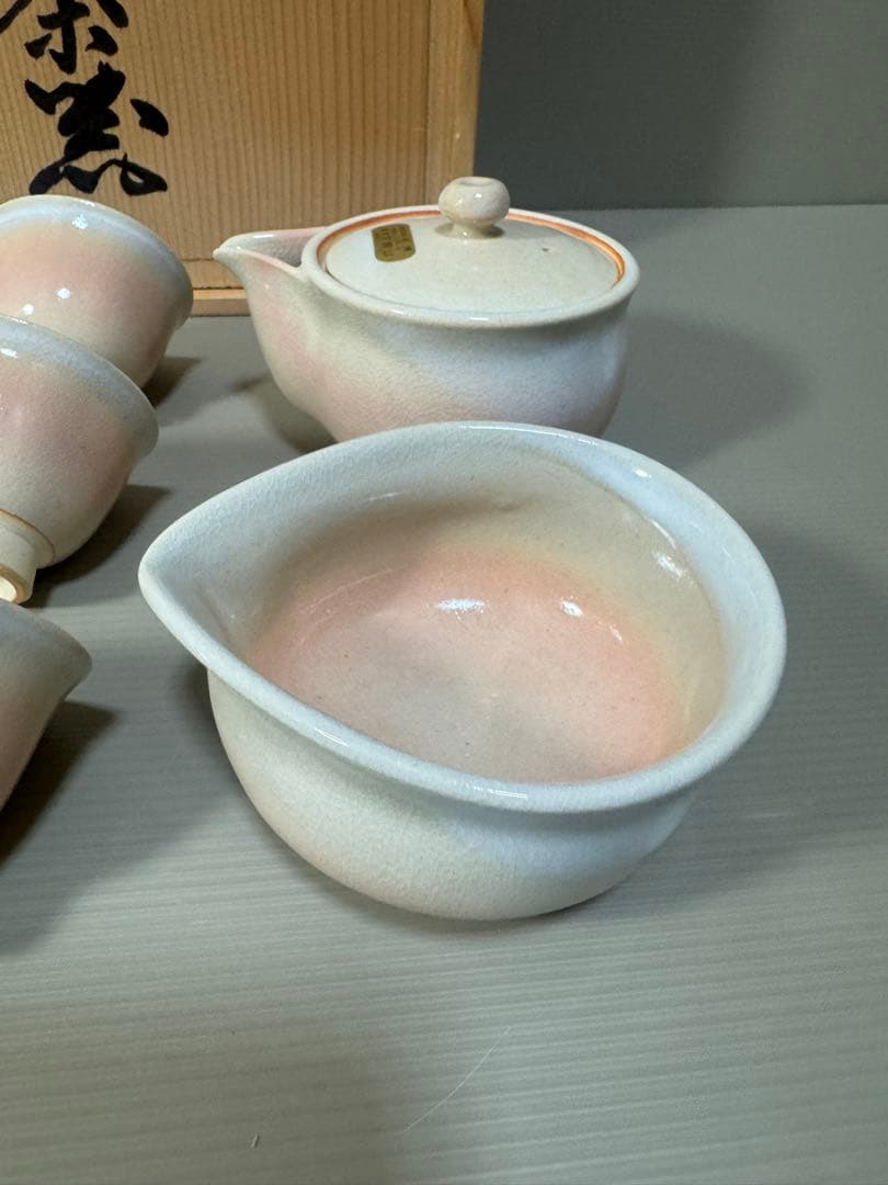 2292 萩焼　茶器セット　宝瓶1客　湯冷し1客　湯呑6客　未使用