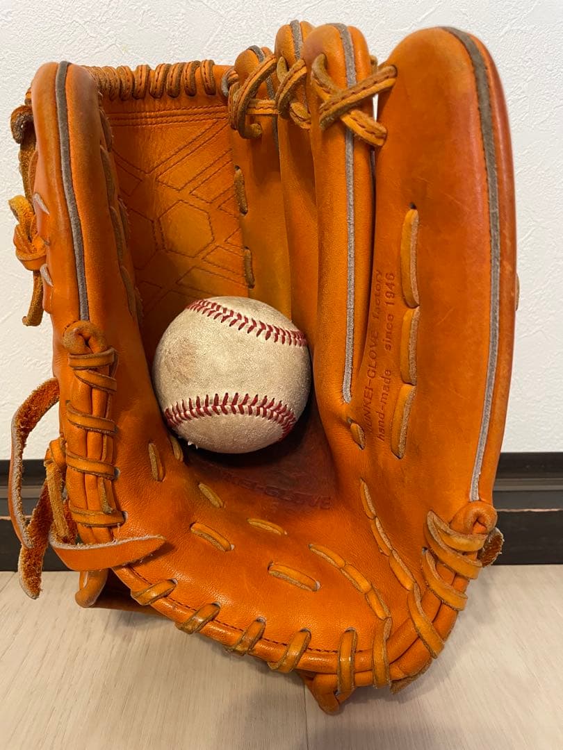 ジュンケイ アラミド 硬式 グラブ 投手用 右投げ オレンジ オイル型付け済