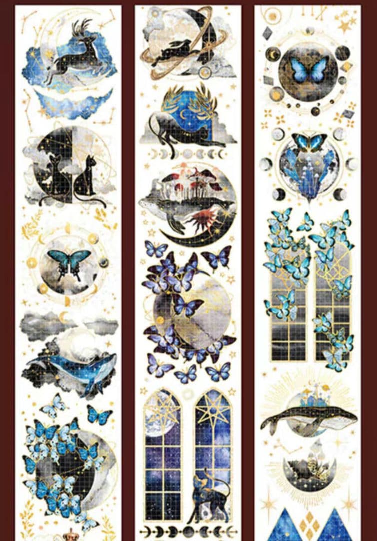 切売 203★ 海外 マスキングテープ マステ PET 動物 猫 鯨 金銀ホロ