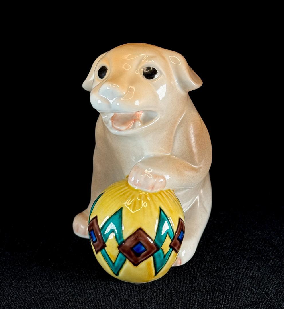 希少！　九谷焼　幸洋造　犬置物　玉犬　高さ15cm