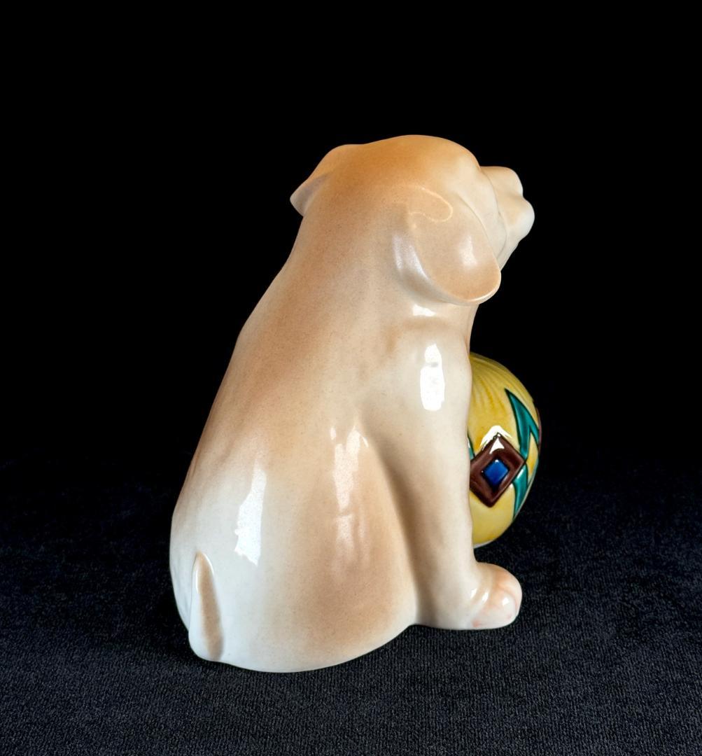 希少！　九谷焼　幸洋造　犬置物　玉犬　高さ15cm