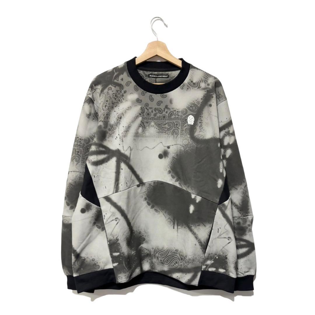 ラッセルノ ゴルフ クルーネック P.O スプレー ペイズリー ブラック M 4