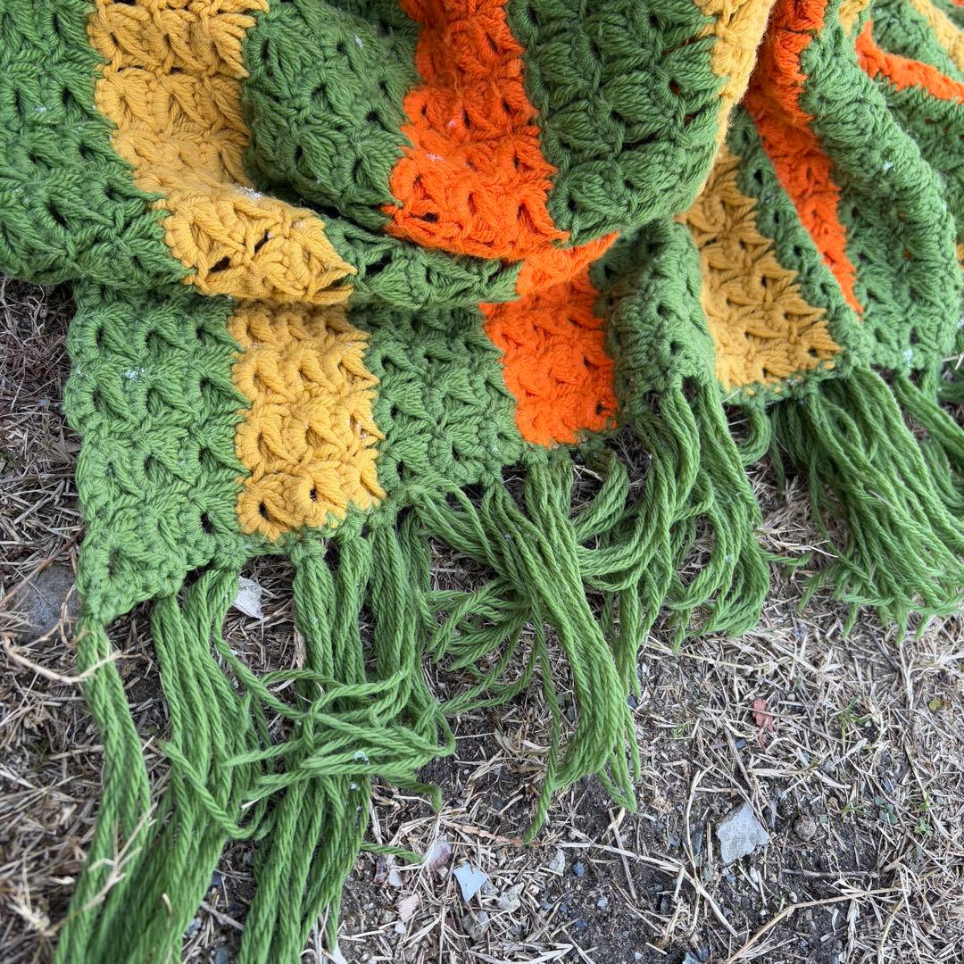 【USA vintage】グラニー ブランケット レトロ　膝掛け　ラグ