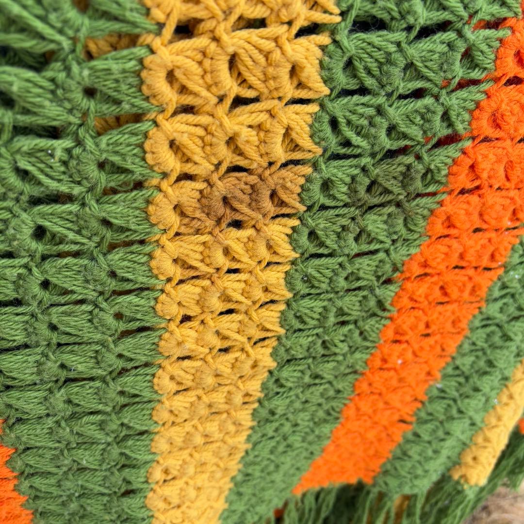 【USA vintage】グラニー ブランケット レトロ　膝掛け　ラグ