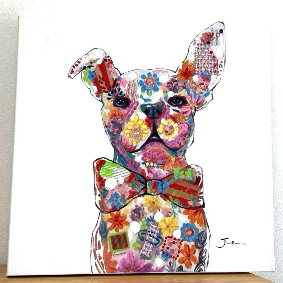 【リビングハウス】カラフルな犬のポップアート絵画60×60