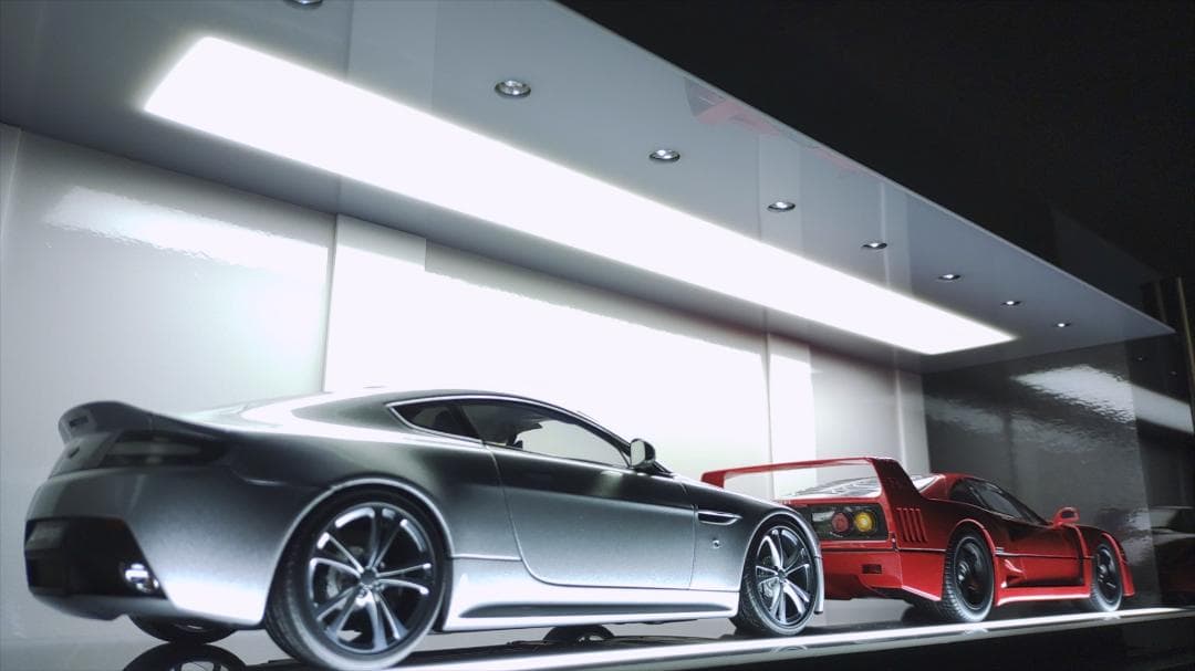 1/18 ジオラマ ショーケース LED照明 光センサー OFFタイマ ミニカー