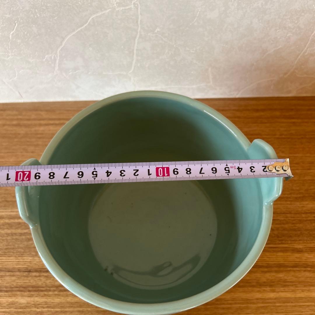 平安　富田静山　青磁手桶形　平水指　割蓋　茶道具