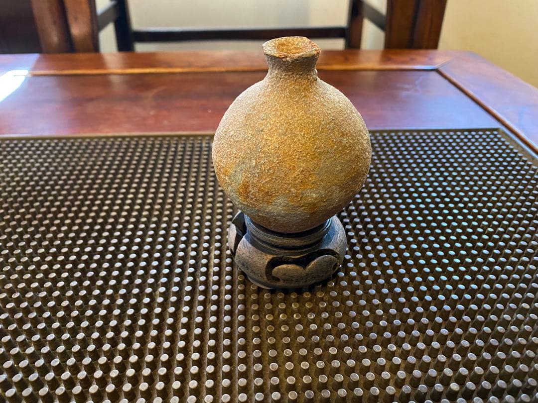 ミニ薪窯鉢　鑑賞台付　３種セット　　ヴィンテージ　一輪挿し　観葉植物　　茶器小物