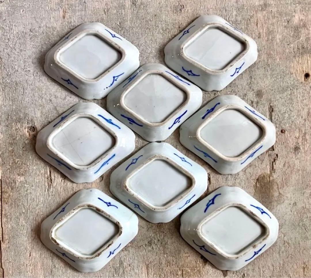 ✅骨董✅アンティーク/菱形皿絵付け/８客セット