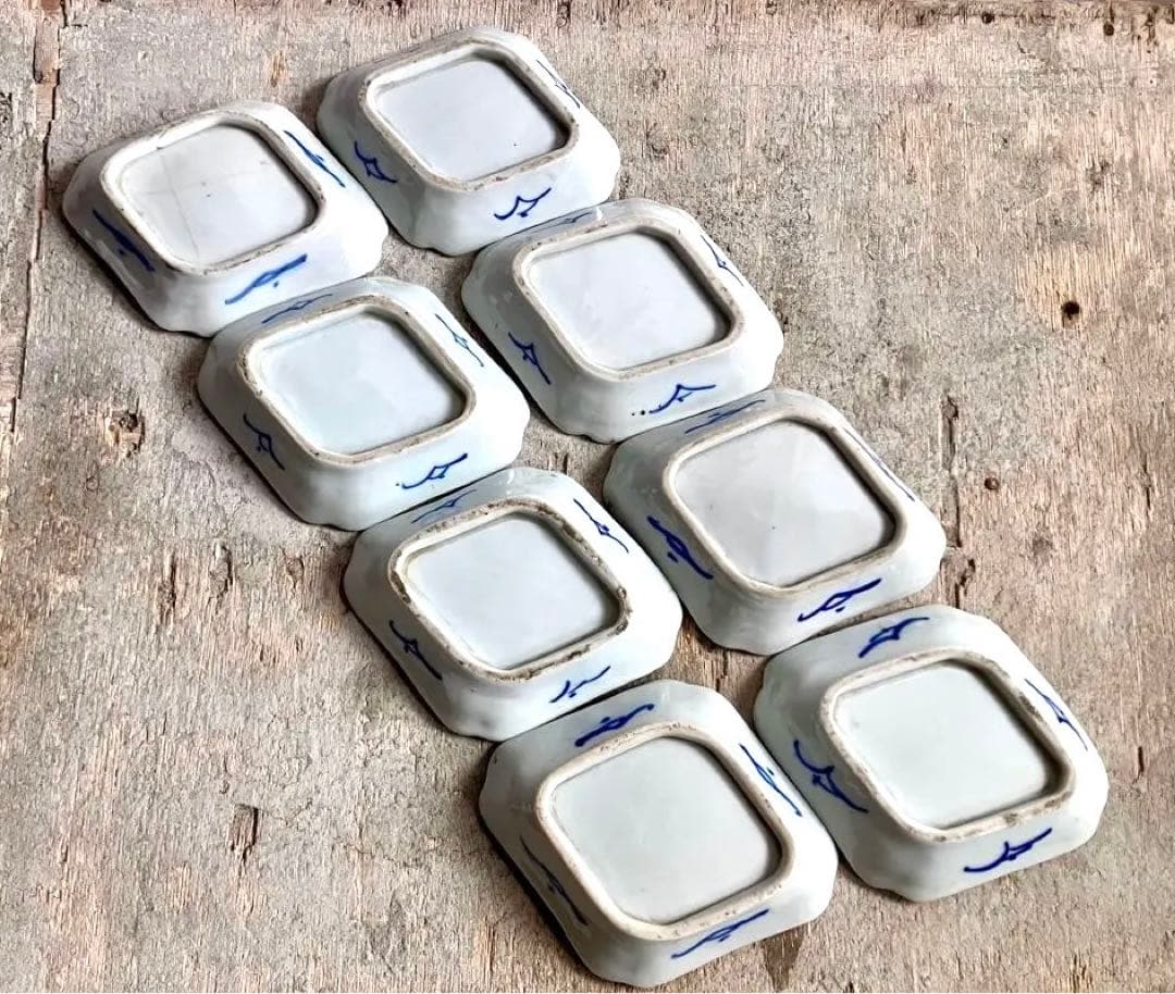 ✅骨董✅アンティーク/菱形皿絵付け/８客セット