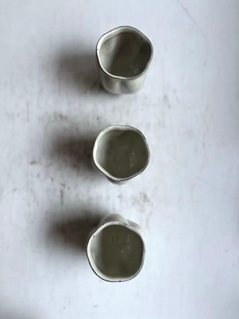 777 民芸 民陶 唐津焼 中里隆 粉引 瓜型湯呑み 3点組 美品