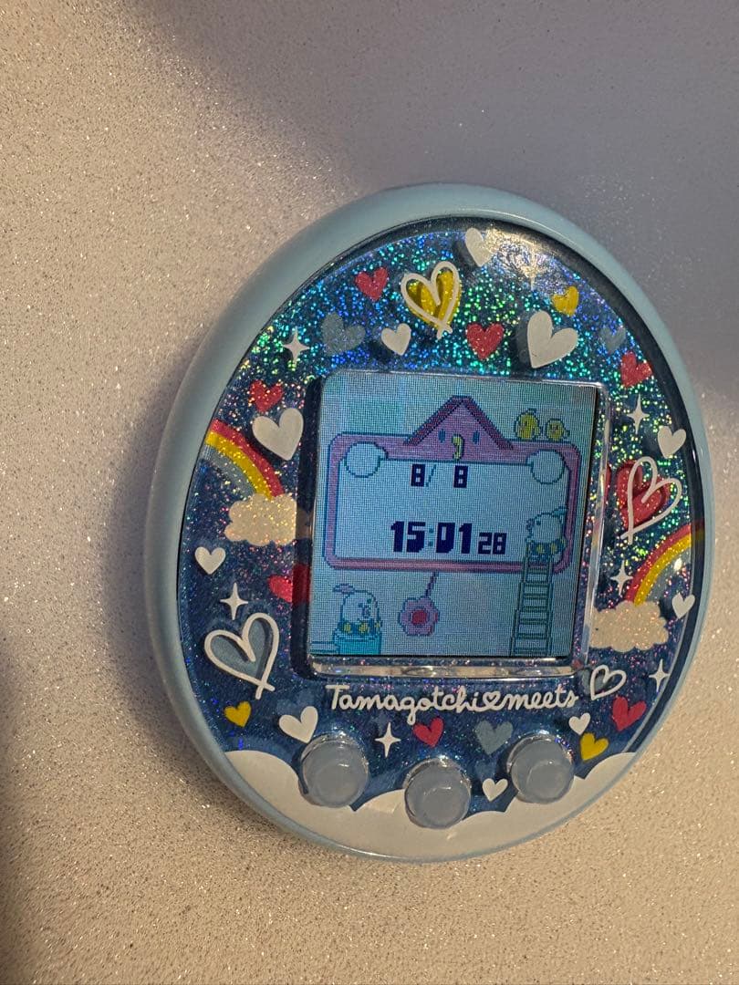 ー*ー様 たまごっちTamagotchi meets 青 ハートと虹デザイン