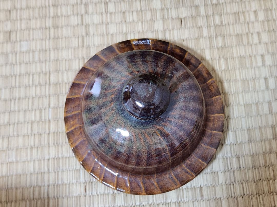 小鹿田焼　飴釉　壺　茶壺