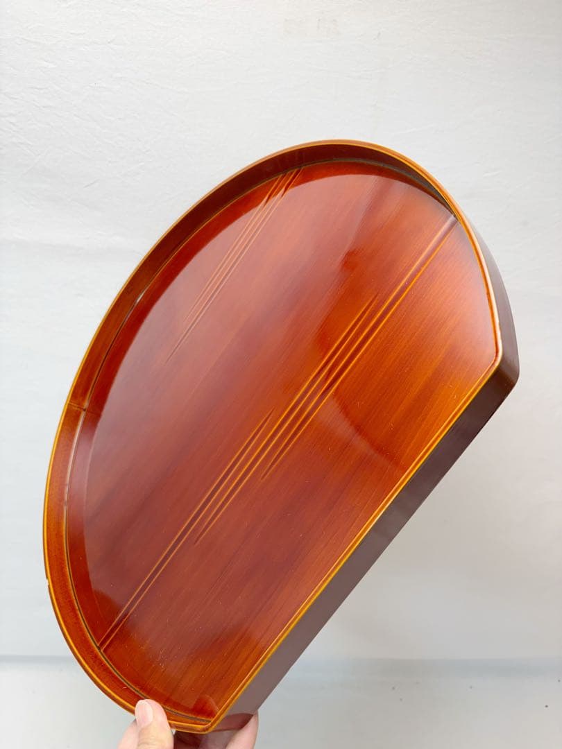 ほぼ未使用 懐石道具 飛騨春慶塗 半月会席膳 5客揃 平膳 天然木製 共箱