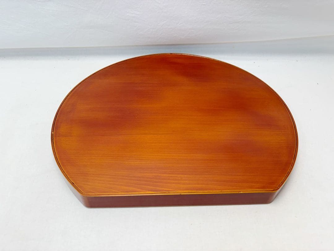 ほぼ未使用 懐石道具 飛騨春慶塗 半月会席膳 5客揃 平膳 天然木製 共箱