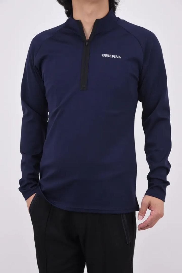 ⓁBRIEFING GOLF ブリーフィングゴルフ 背面ロゴハーフジップシャツ紺