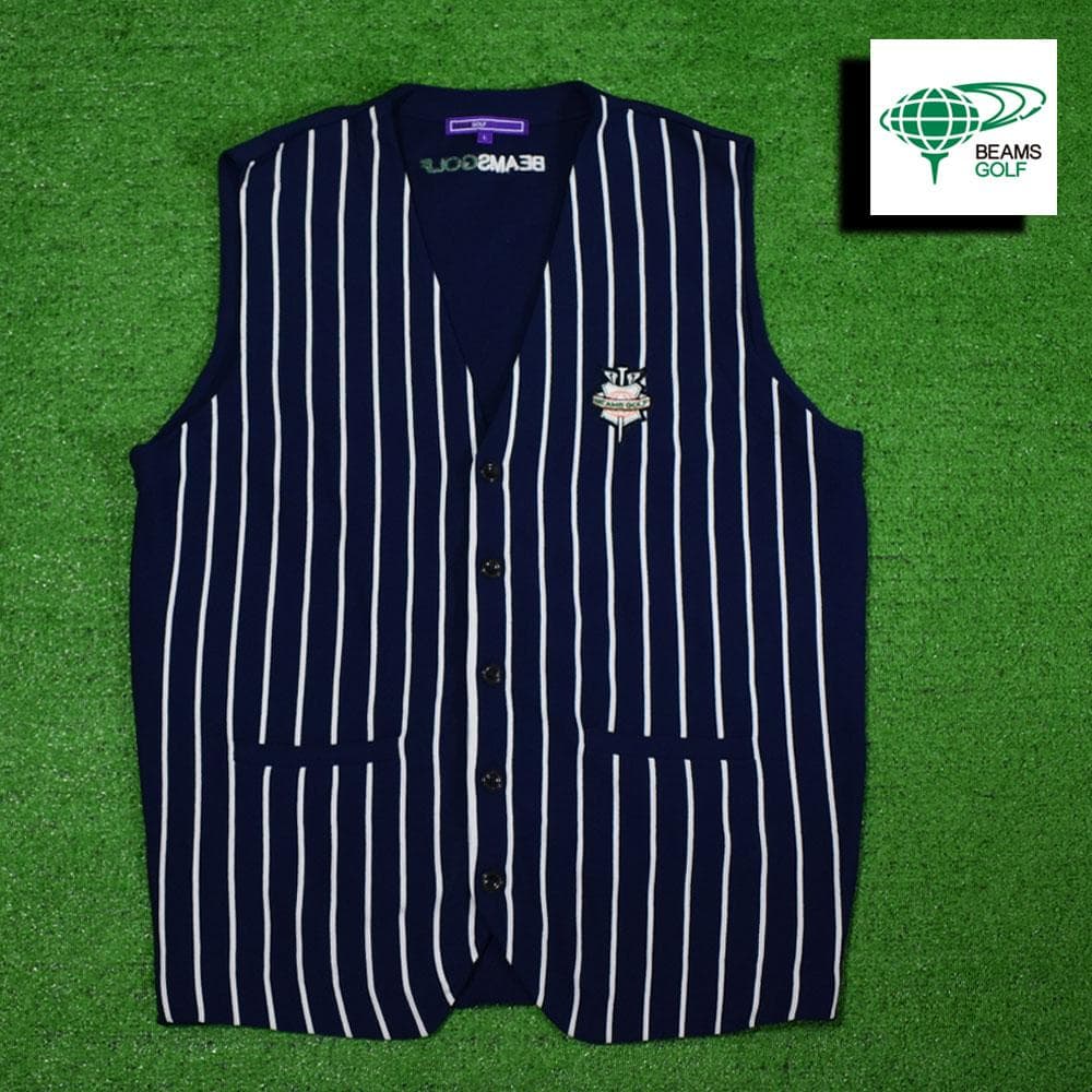 BEAMS GOLF/ビームス ゴルフ ベスト【ストライプ/L】超美品！