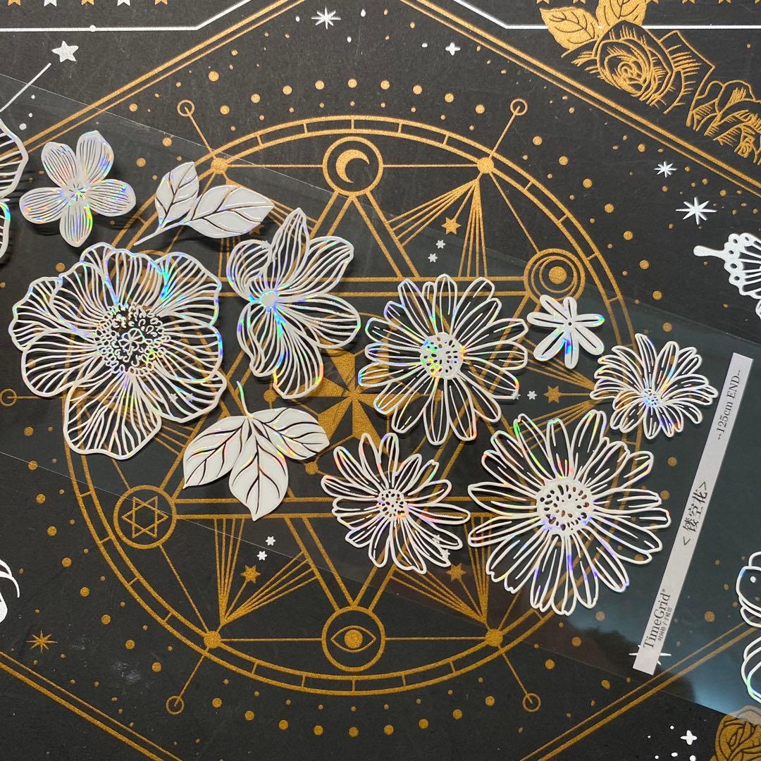 【9268】海外　マステ　中古巻　貝殻光マスキングテープ　お花系