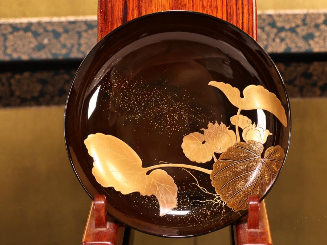 アリサ　BK413　時代輪島塗　蓮図金蒔絵　吸物椀　二客　木製　茶道具