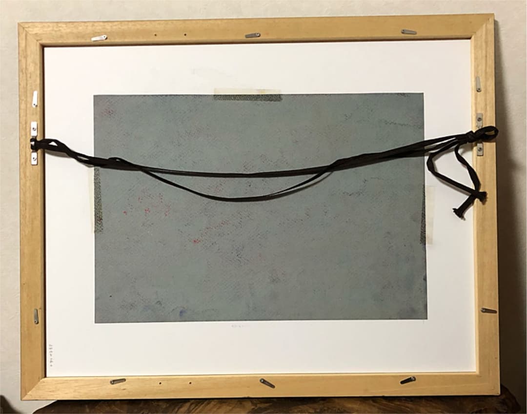 絵画 額装 パステル画 小島遊之作 富士山が見える海辺 箱付