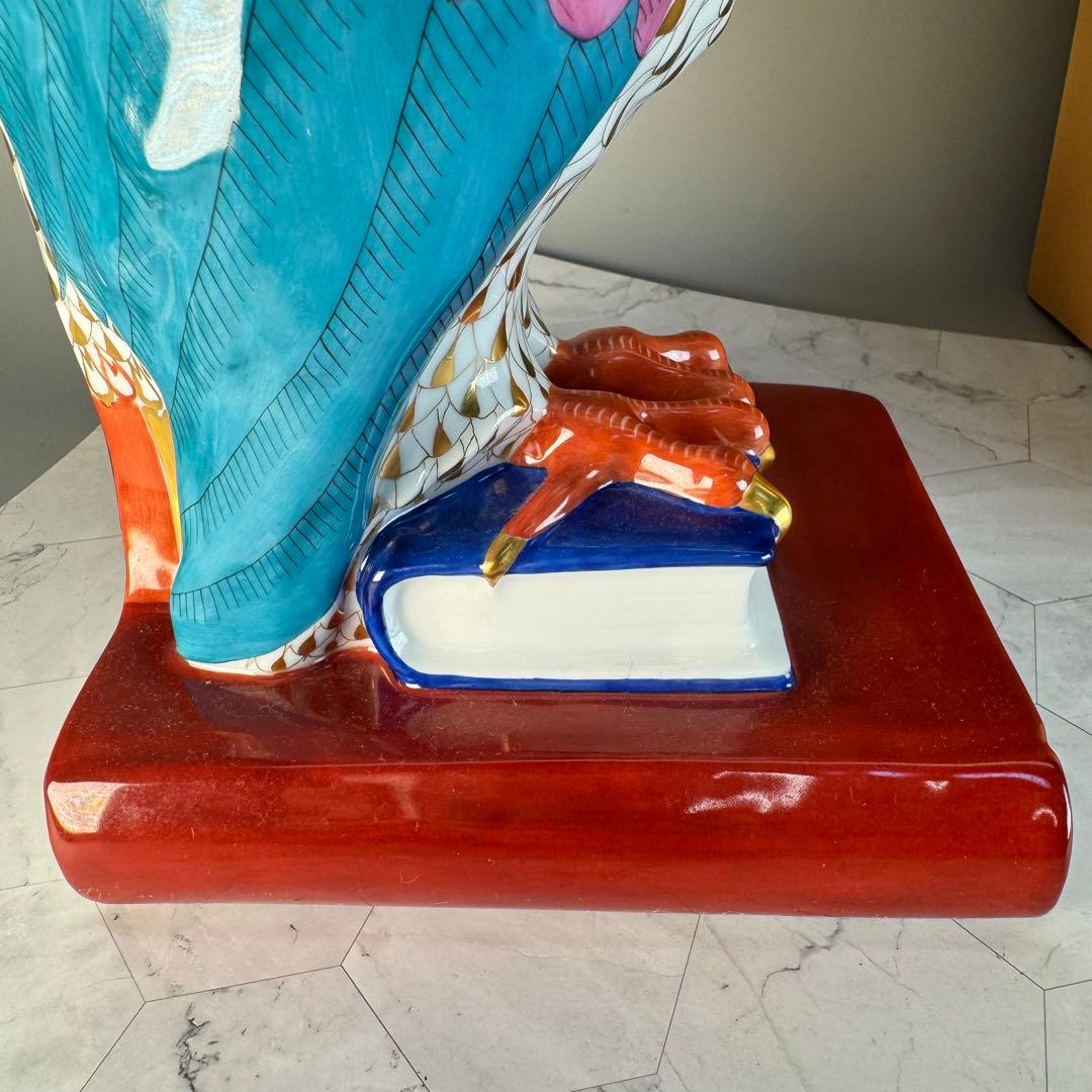 DA 1298 ヘレンド　herend本の上のフクロウ　縁起物　置物　陶器