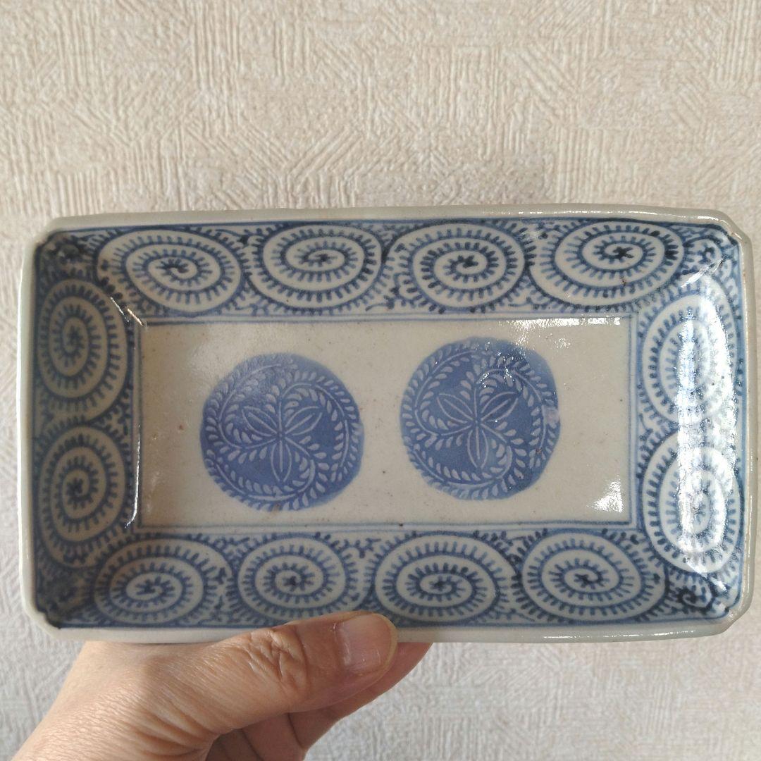 古伊万里切込焼蛸唐草長皿二客