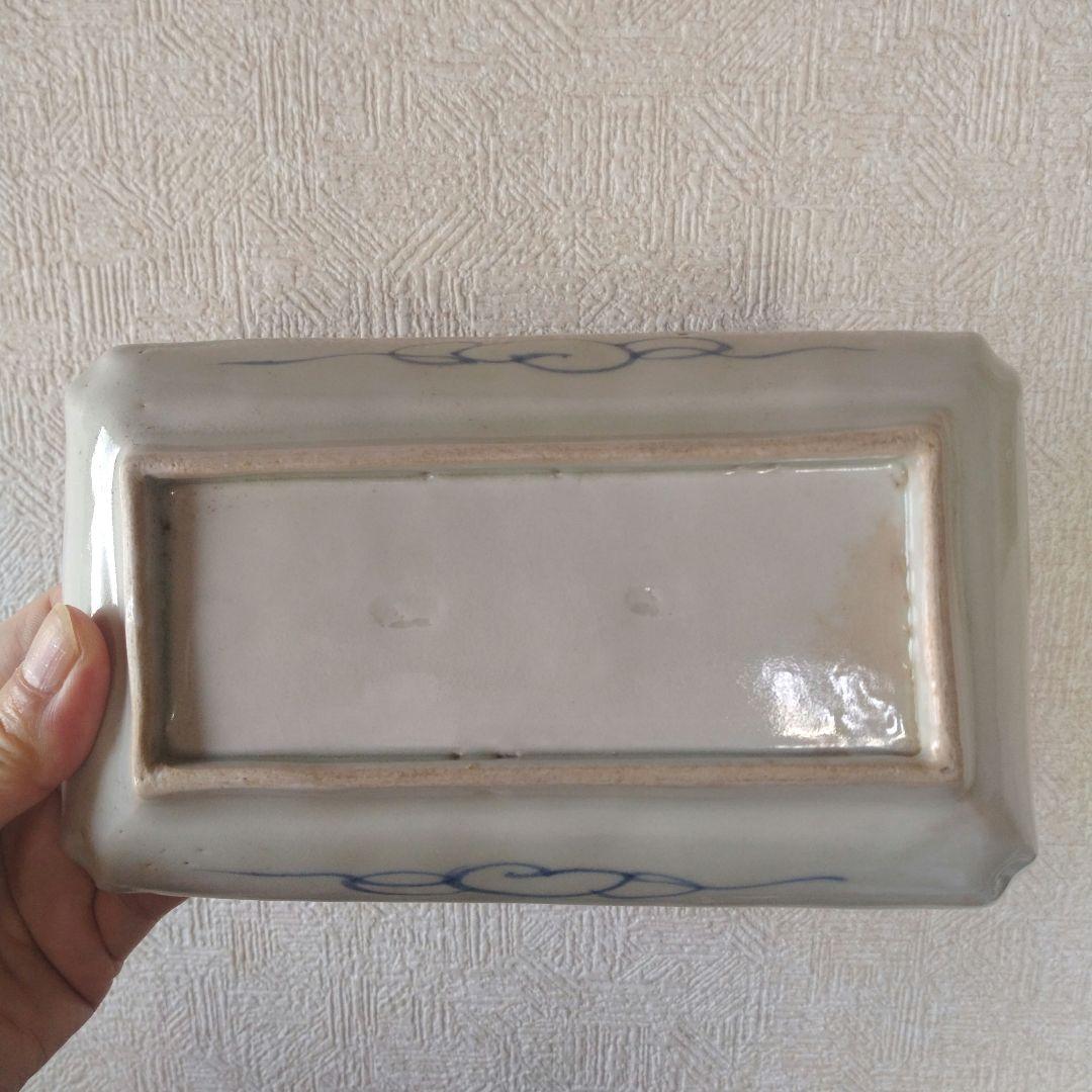 古伊万里切込焼蛸唐草長皿二客