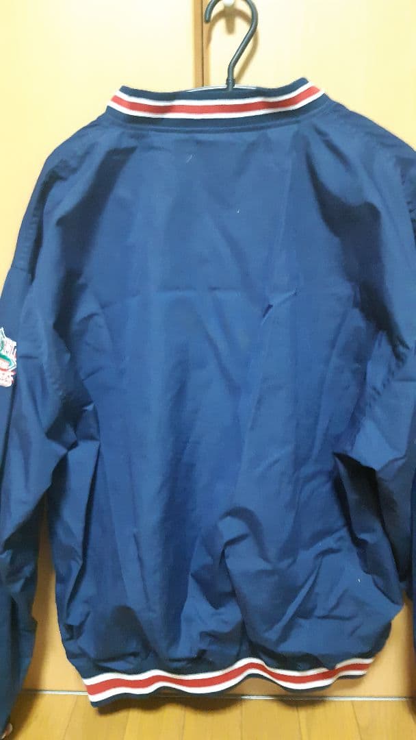 インディアンス　刺繍ロゴ ネイビー　プルオーバー　ジャケット　MLB