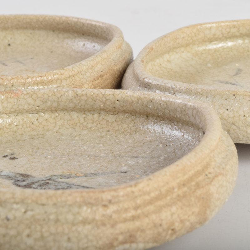 北大路魯山人作　志野焼　絵志野　鉄絵花草文　皿　五客　時代箱　M　8880