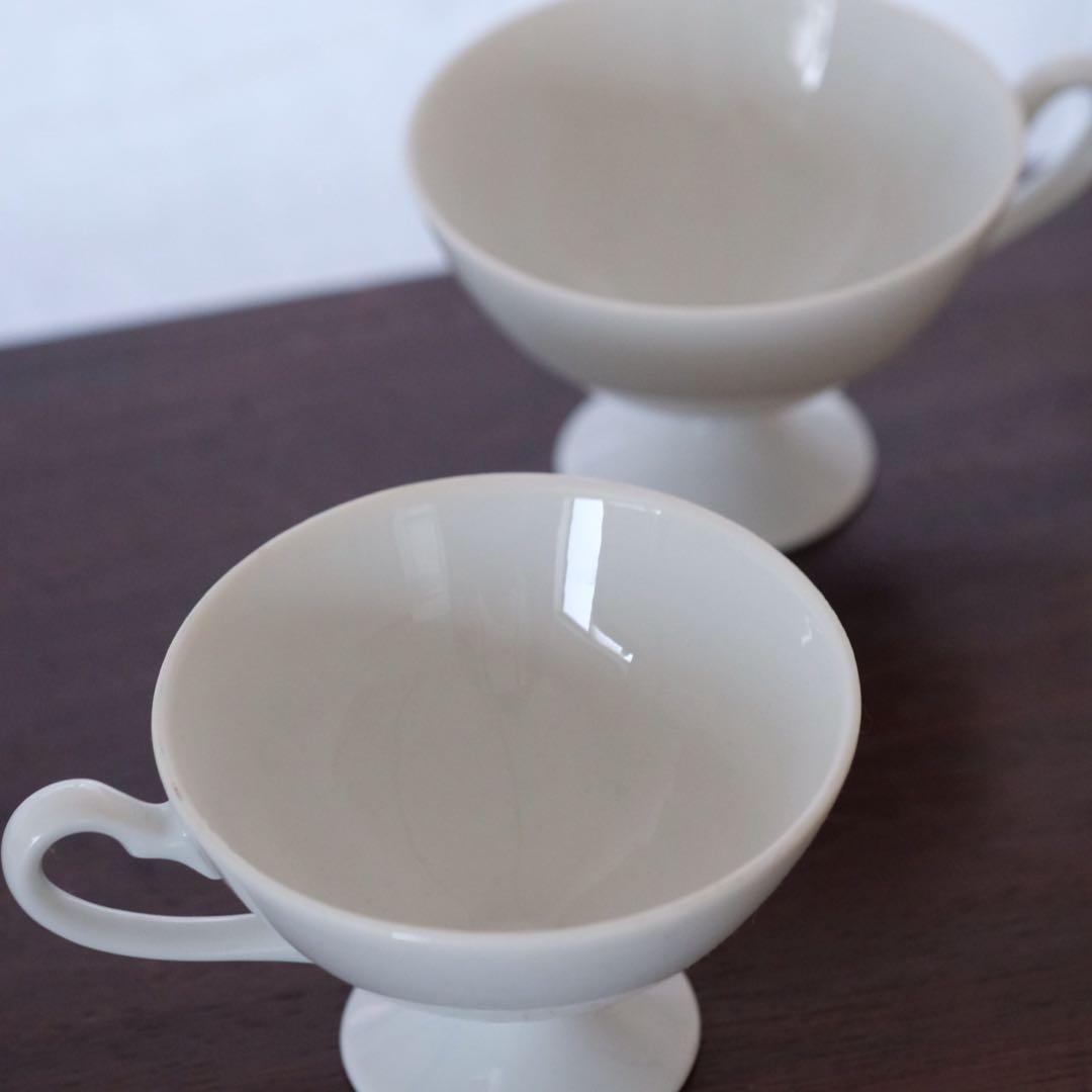 白磁 ティーカップ ペア 大正時代 骨董 アンティーク コーヒーカップ 古道具