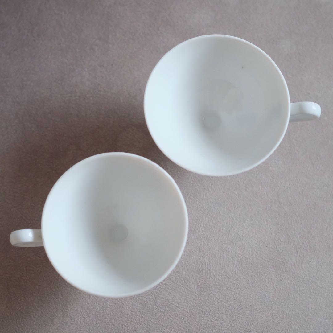 白磁 ティーカップ ペア 大正時代 骨董 アンティーク コーヒーカップ 古道具
