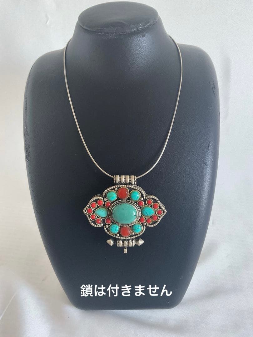 古いアフガニスタンSV伝統工芸「花のペンダントヘッド/経典入」②