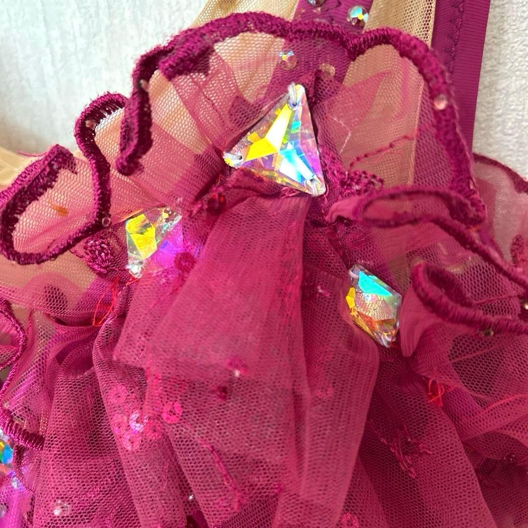 【華やか】フューシャピンク 豪華ストーン　クリスアン　社交ダンス　最終お値下げ
