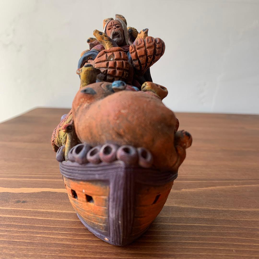 確認用　土人形　郷土玩具　民芸　フォークアート　聖書モチーフ　ノアの箱舟　置物