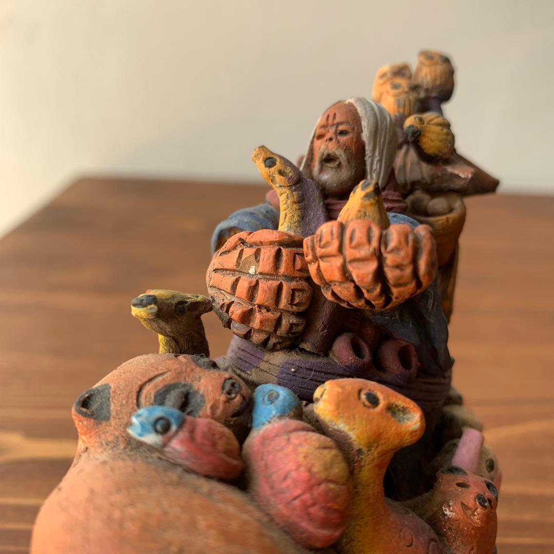 確認用　土人形　郷土玩具　民芸　フォークアート　聖書モチーフ　ノアの箱舟　置物