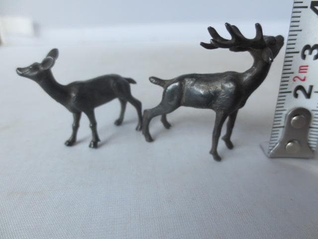 鹿添配　一対　銀製？　添景　添え飾り