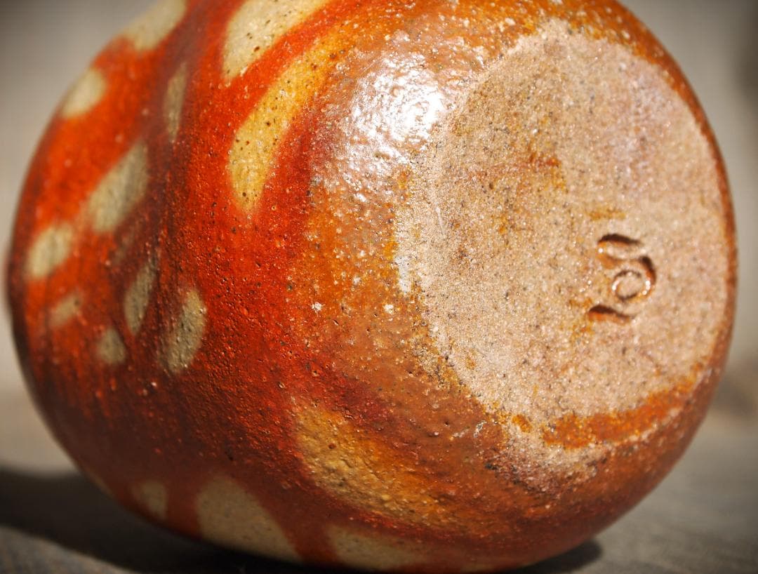 希少作★末田恵【師：安倍安人】備前緋襷徳利★共箱・共布